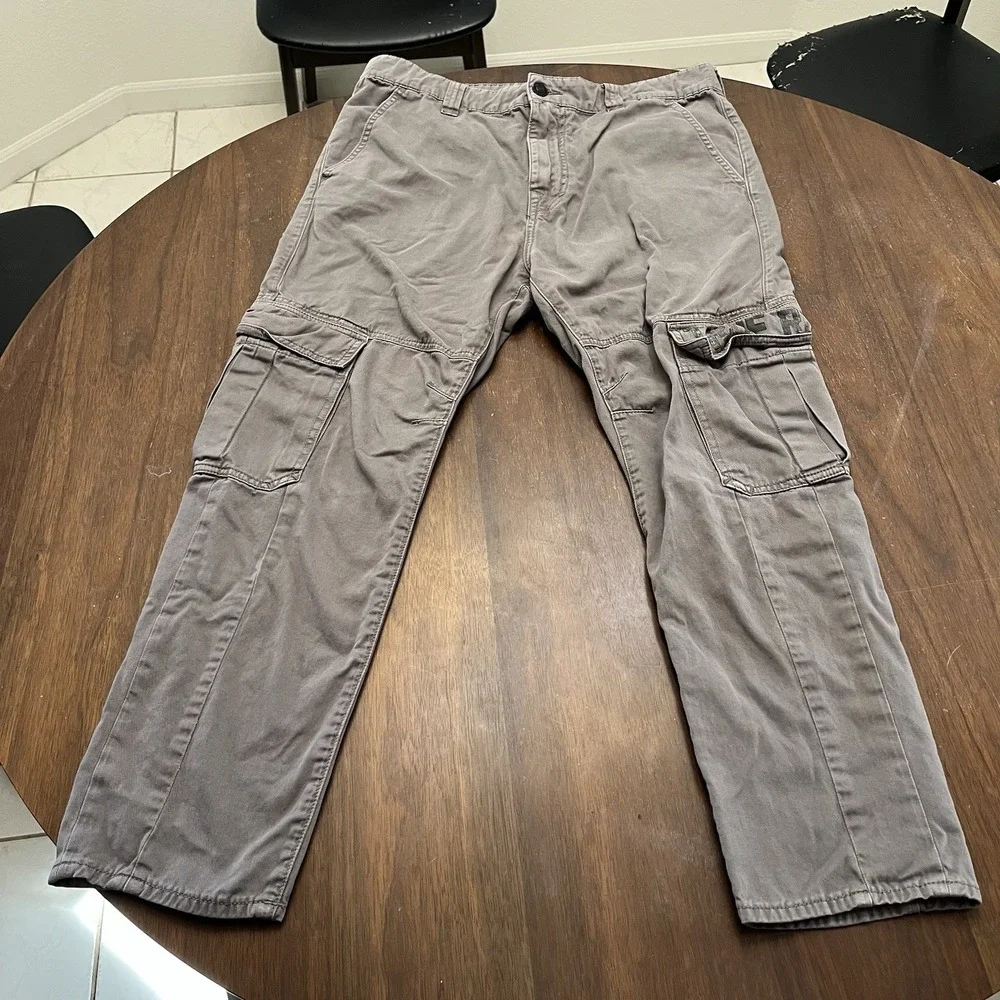 True Religion Marco Cargo Joggers Men's 32 Gray Khaki Pockets Pants 34x27